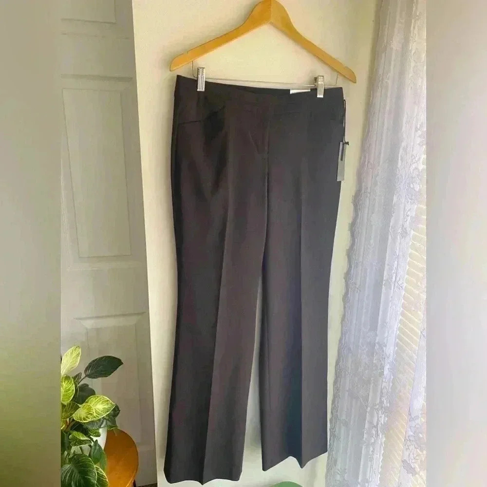 NWT Express Editor Pants Low Rise Flare Leg Bootcut Brown Trousers Size 6 Y2K